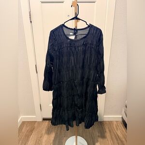 Dress To Kill Smocked Black Midi Dress